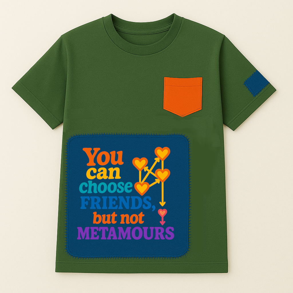 Green t-shirt: You can choose friends, but not metamours